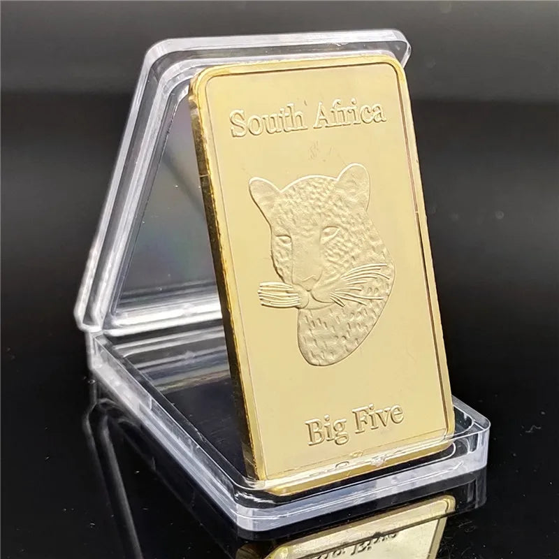 Custom South African Animals Gold Clad Plated Solid Square Coin Bar in Stock