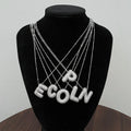 Fashion Stainless Steel Round Bead Chain Alphabet Necklaces Gold Plated Cubic Zirconia CZ Bubble Initial Letter Necklace