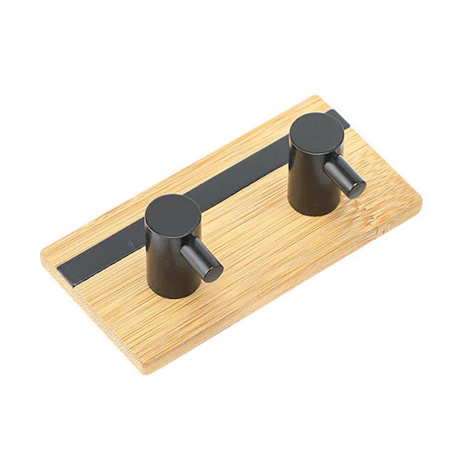 Bath Towel Hook Black Bathroom Shower Adhesion Wall Rack Coat Towel Bamboo Hook