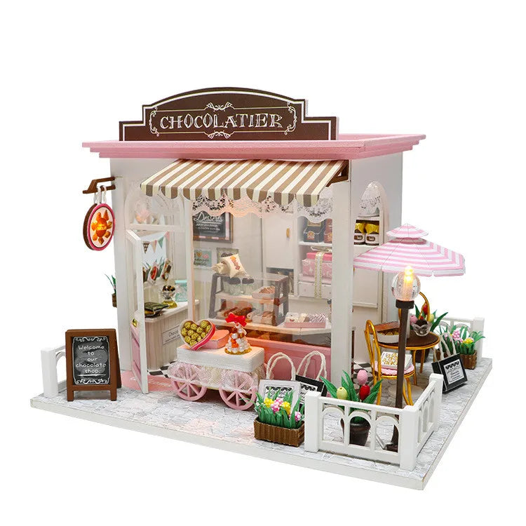 DIY Doll Houses Furniture With LED Lights Miniature 3D Wooden Miniatures House Doll House for Girls Cute Handmade Diy Toy