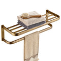 Antique Brass Seven-Piece Bath Hardware Wall Mount Set Brass Bathroom Towel Rack Storage Rack
