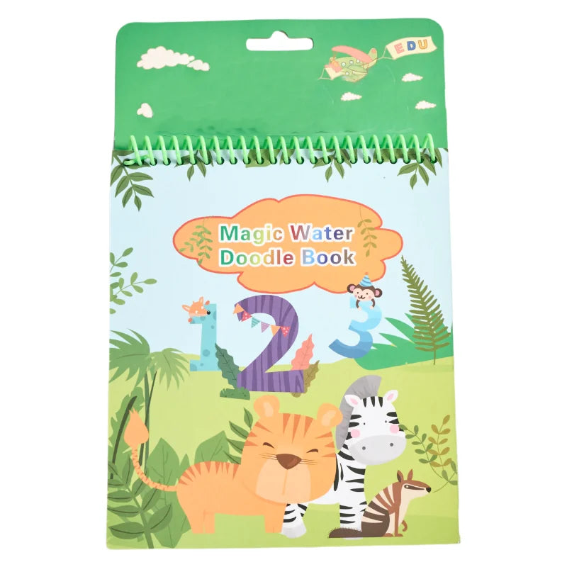 Colourful Magic Water Painting Book Reusable Coloring Book with Pen Drawing Toys Set for Kids 5 to 7 Years