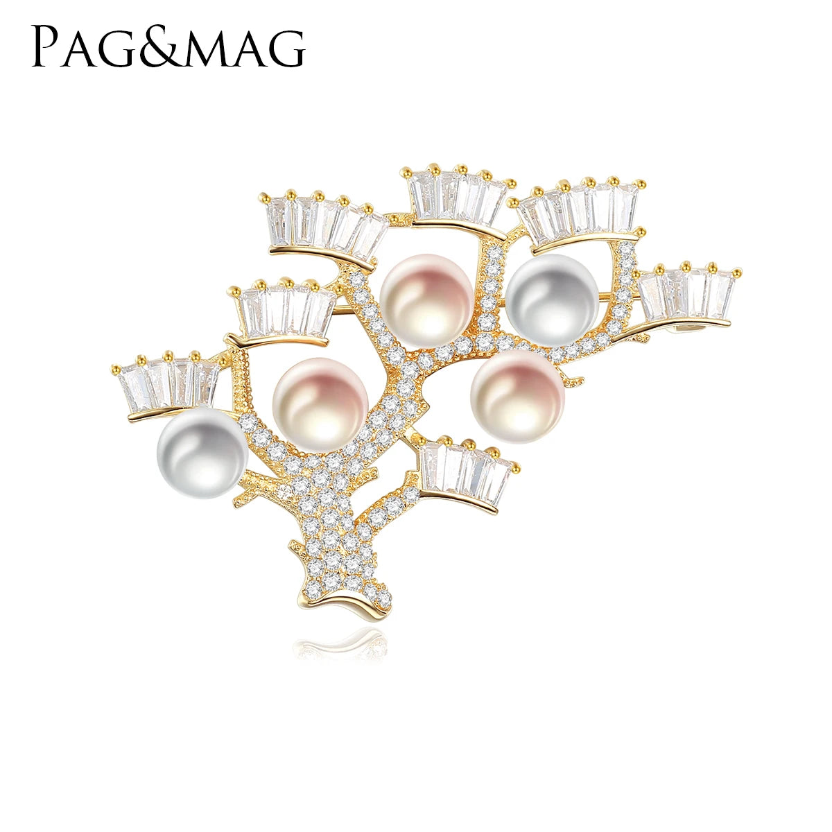 CZCITY Tree Charm Oversized New Design Luxury Diamond Brand Large Designer Brooch and Pin