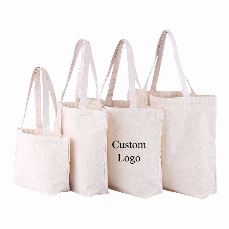Hot Sale Eco-Friendly Reusable Designer Cloth Promotion Canvas Cotton Shopping Tote Bag Custom Logo Printed Rope Wholesale
