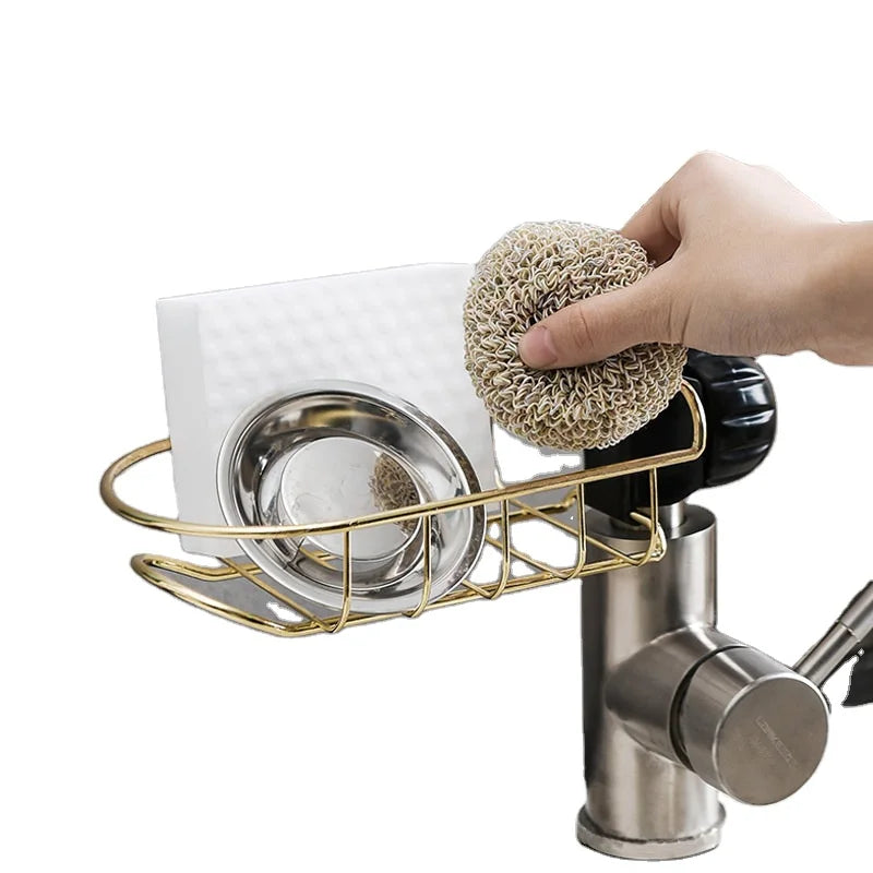 Modern Durable Stainless Steel Bathroom Faucet Storage Rack Dish Washing Sink Basket Cloth Rack Storage Basket Soap Holder