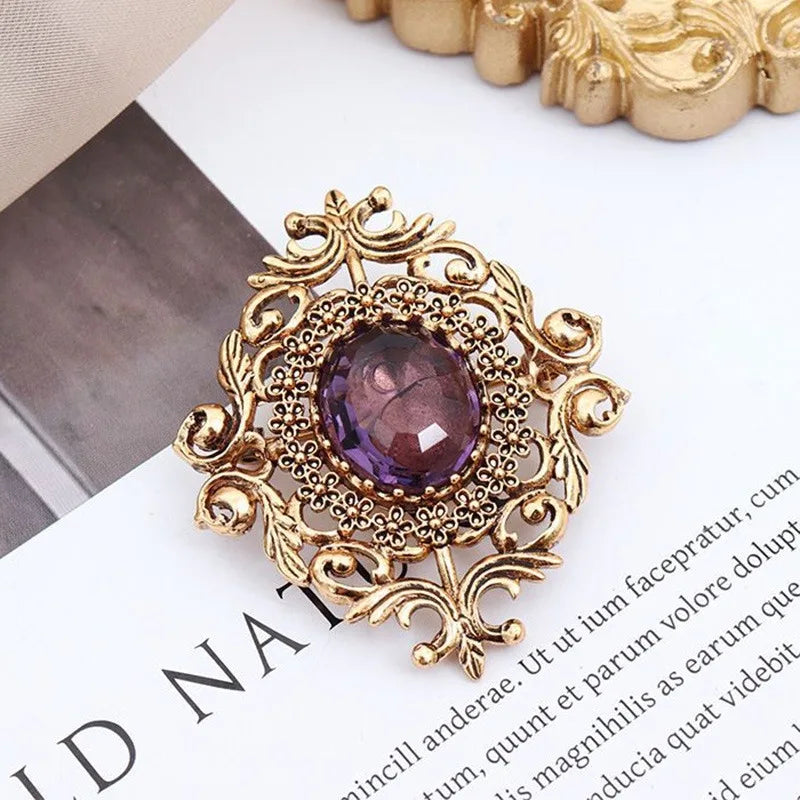 Retro Palace Luxury Purple Treasure Women's Suit broochFashion Corsages