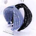 Simple Bright Silk Knitted Fabric Wide Lace Gauze Bright Flashing Cross Headband