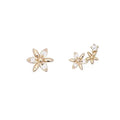 18K Gold Plated Pure 925 Sterling Silver Korean Fashion Zircon Mini Asymmetrical Flower Shaped Stud Earrings for Women Girls