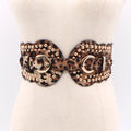 Fashion Women's PU Leather Wide Waist Belt Rivets Stretch Cinch Waistband Corset Belt