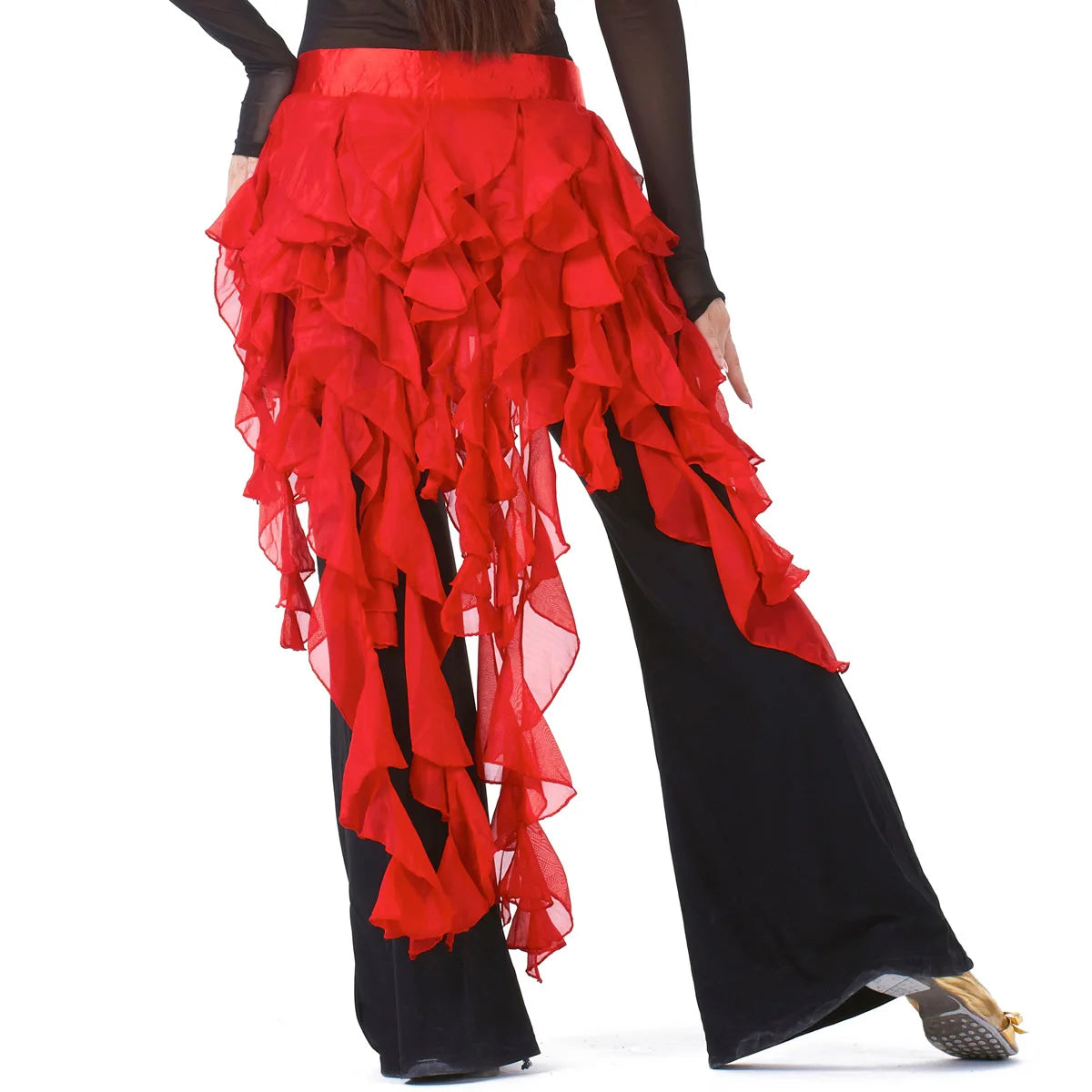 Can Adjustable Length Chiffon Fabric Fringe Scarf Belly Dance Performance  Wrapped Hip Waist Belt With Tassel