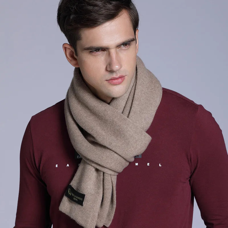 Custom Designer Pashmina Pure Cashmere Knitted Scarves Winter Knit Vicose Cotton Wool Cashmere Mens Scarf