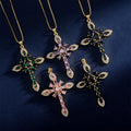 Luxury Iced Out Brass Gold Plated Crystal Cross Pendant Christian Jesus Zircon Crucifix Charm Necklace Men Women Fashion Jewelry