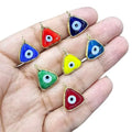 JS1787 Gold Plated Multicolor Lampwork Glass Evil Nazar Eye Triangle Charm Pendants Amulet Talisman Protective Lucky Pendant