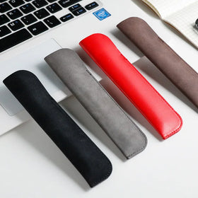 Newest Luxury Gift Pouch Eco Friendly Leather Thick Pu Pen Bag Customized Logo Pencil Case Pen Sleeve