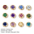 Waterproof 12 Month Birth Stone 14K Gold Stainless Steel 6MM Crystal Birthstone Pendant Charm for Jewelry Accessories