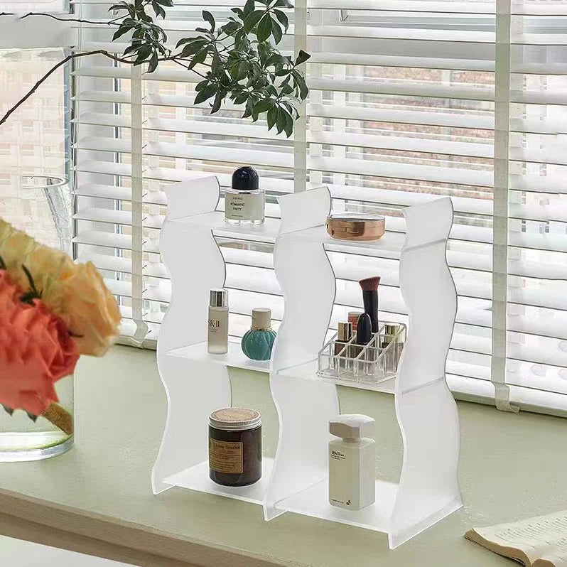 Customized 3-Layer Luxury Acrylic Storage Rack Colorful Desktop Display for Perfume & Cosmetics Plastic Material