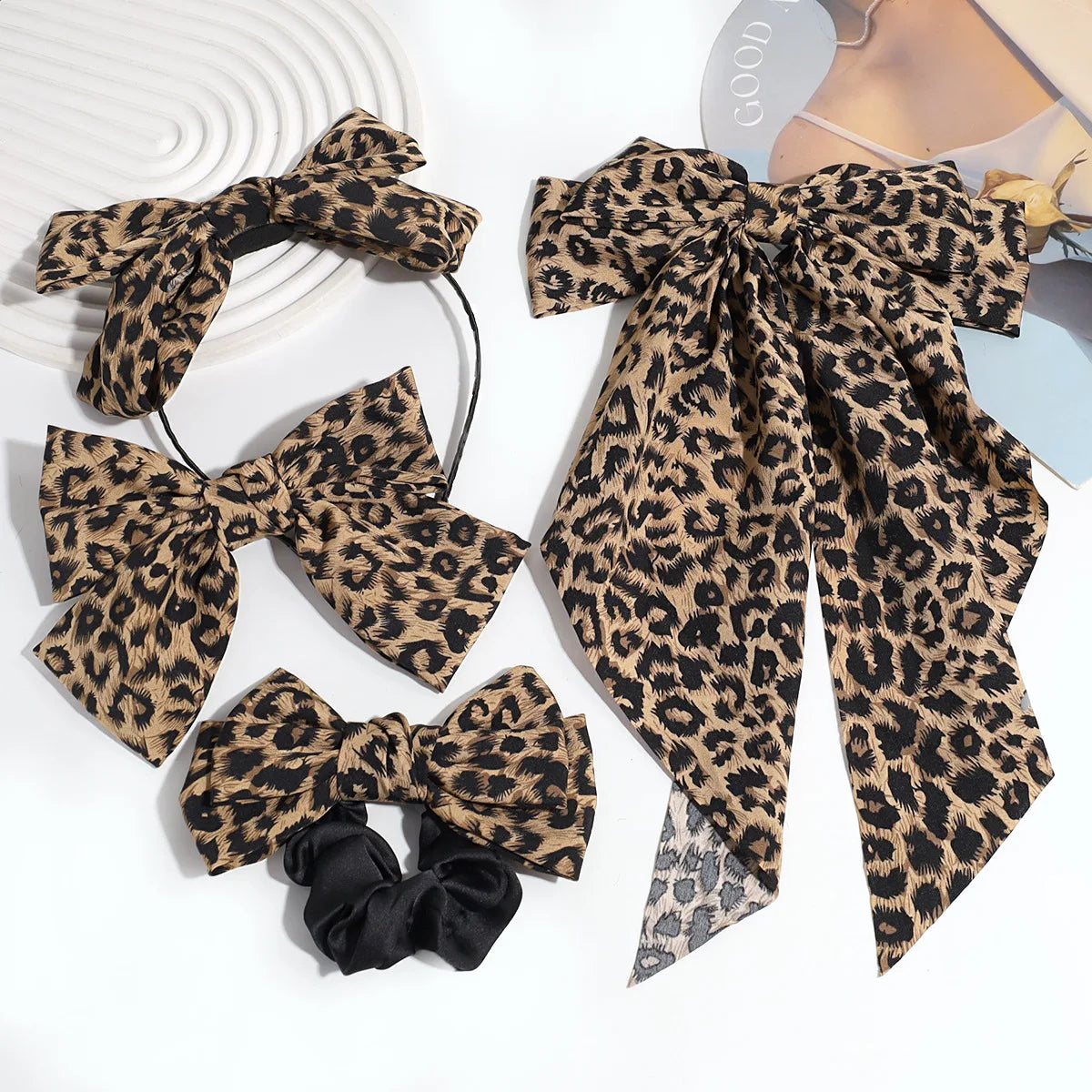 European American Fashion Personality Niche Design Bow Flowers Sporty Non- Hair Hoop Spring Clip Retro Hair Band Fabric