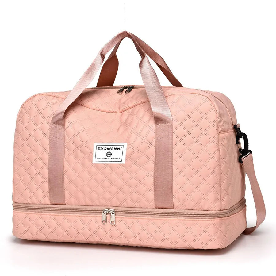 2024 Custom Logo Nylon Folding Storage Bag Waterproof Large Capacity Fitness Yoga Travel Leisure Crossbody Zipper Closure
