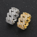 VEROMCA Trendy Hip Hop Men's Gold Plated Diamond Ring Bling Cubic Zircon Iced Copper Ring for Party Gift