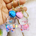 New Liquid Bear Colorful Stone Key Chain Fashion Car Doll Bag Pendant Car Accessories Liquid Oiled Bear Gifts Keychain for Kids