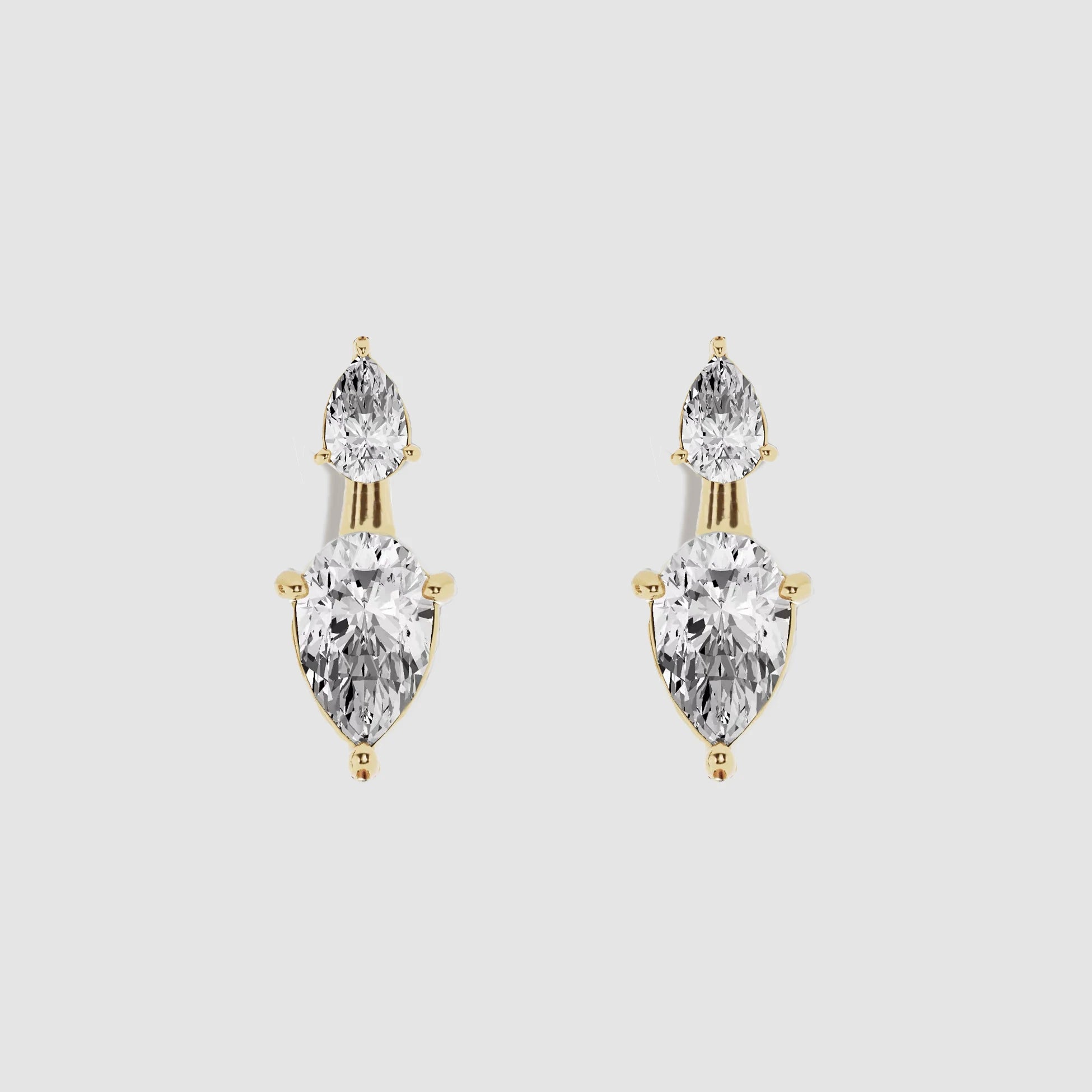 925 Sterling Silver Jewellery Fine Jewelry Women Double Pear Cut CZ Stud Jacket Earrings