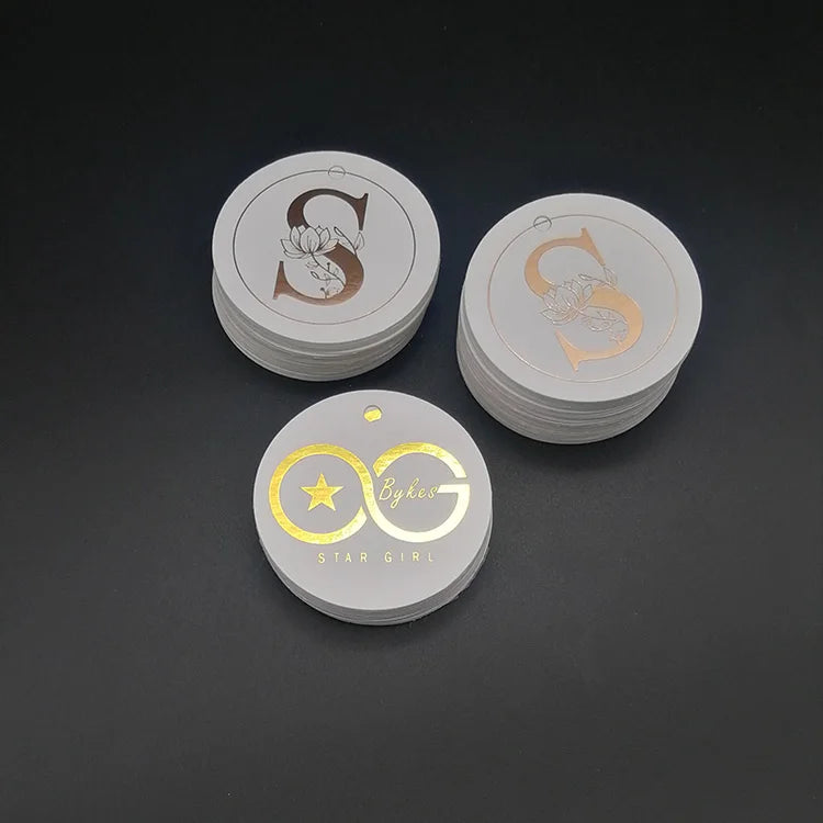 Gold Foil Stamping  Wig Tags Labels Custom Logo Thank You Tags and Inserts Gold Jewelry Logo Tags Craft