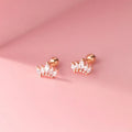 100% Real 925 Sterling Silver Crown CZ Zircon Stud Earrings for Women Christmas Gifts Jewelry Wholesale