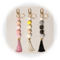 2023 Silicone Beads Keychains Portable House Car Tassels Keys Ring for Women