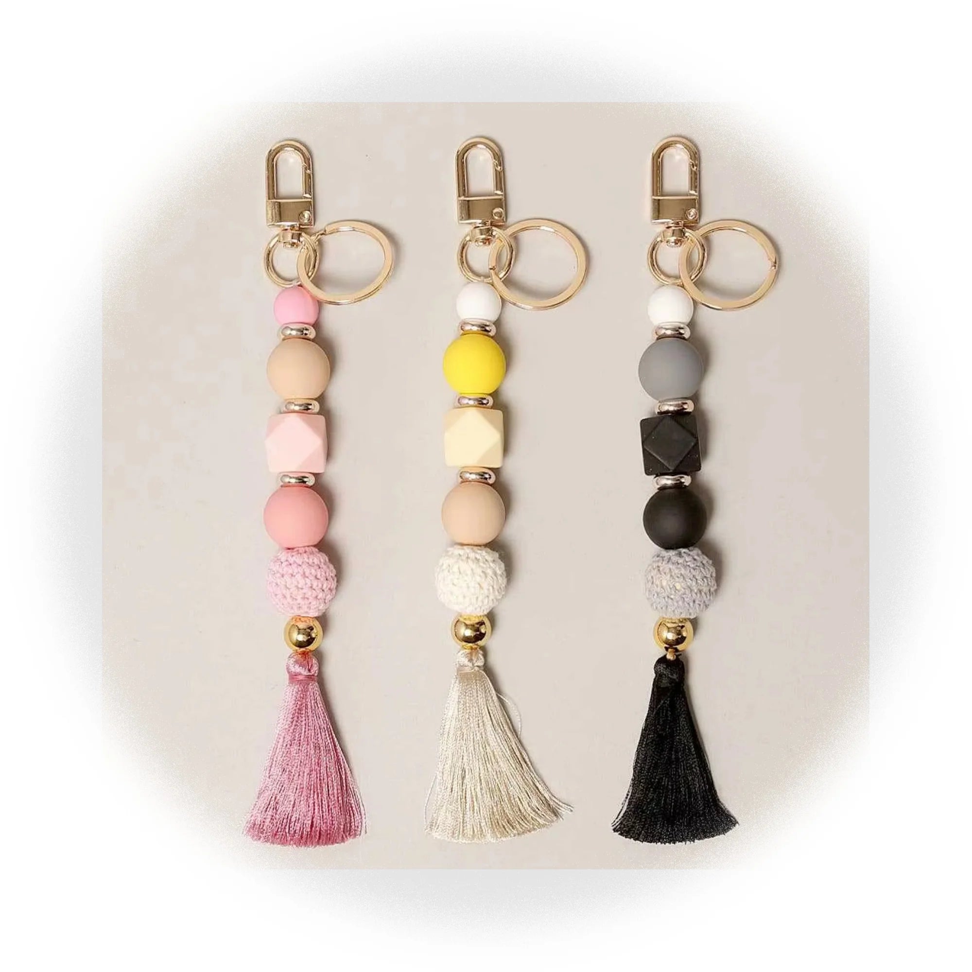 2023 Silicone Beads Keychains Portable House Car Tassels Keys Ring for Women