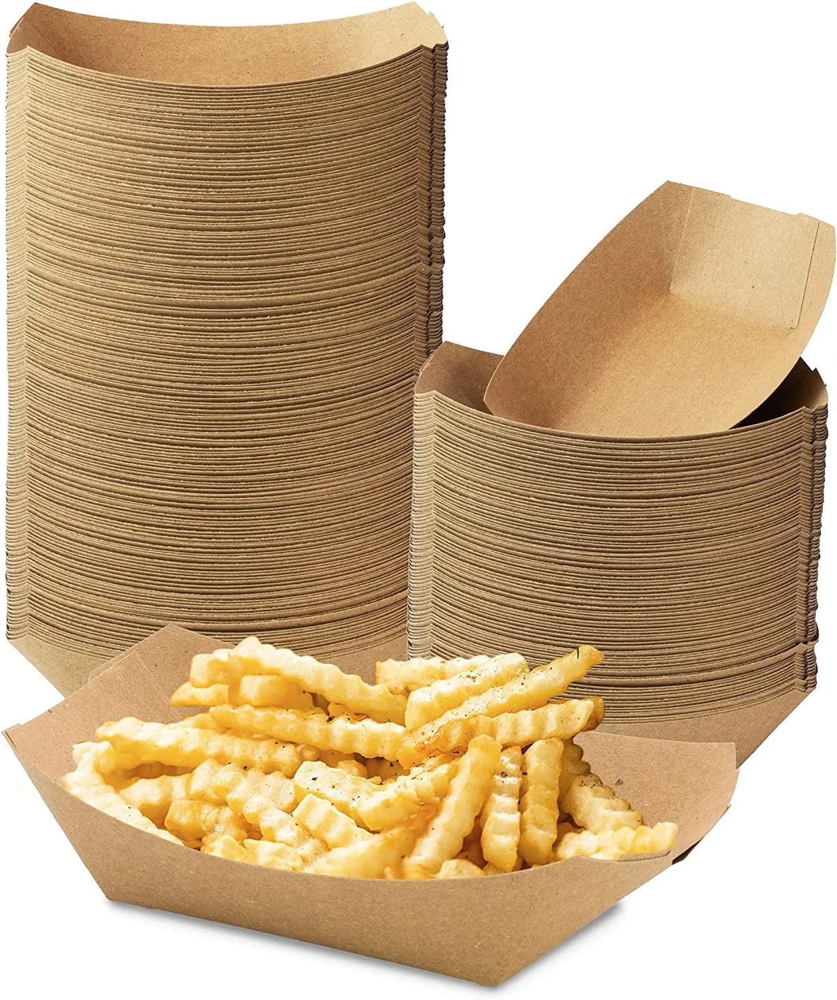 Disposable Kraft Brown Paper Food Trays Grease Resistant Fast Food Paperboard Boat Basket for Parties
