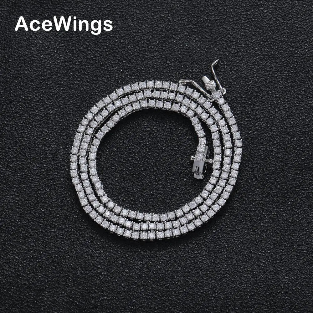 BC210 2mm 16"18" 20" Tennis Chain Iced Out Brass Prong Setting CZ Necklace Cubic Zircon Bling Bling Jewelry MegaBDM