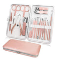 Manicure Pedicure Set Travel Professional Stainless Steel Nail Care Kits With Leather Case
