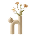 Korea Creative Ceramic Porcelain Vases Flower Vase Floral Organ Home Decor Cute Tubular Cat Vases