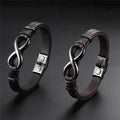 Fine Jewelry Custom Infinity Bangle Charm Leather Stainless Steel Bracelet for Men