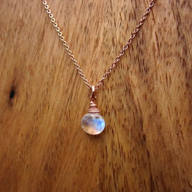 Natural Birthstone Genuine Moonstone  Elegant Sterling Silver Necklace Delicate Necklace Best Jewelry Gifts Minimalist Necklace