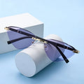 Custom logo Fashion Retro Ladies Small Rimless Luxury Trendy Purple Cat Eye Sunglasses