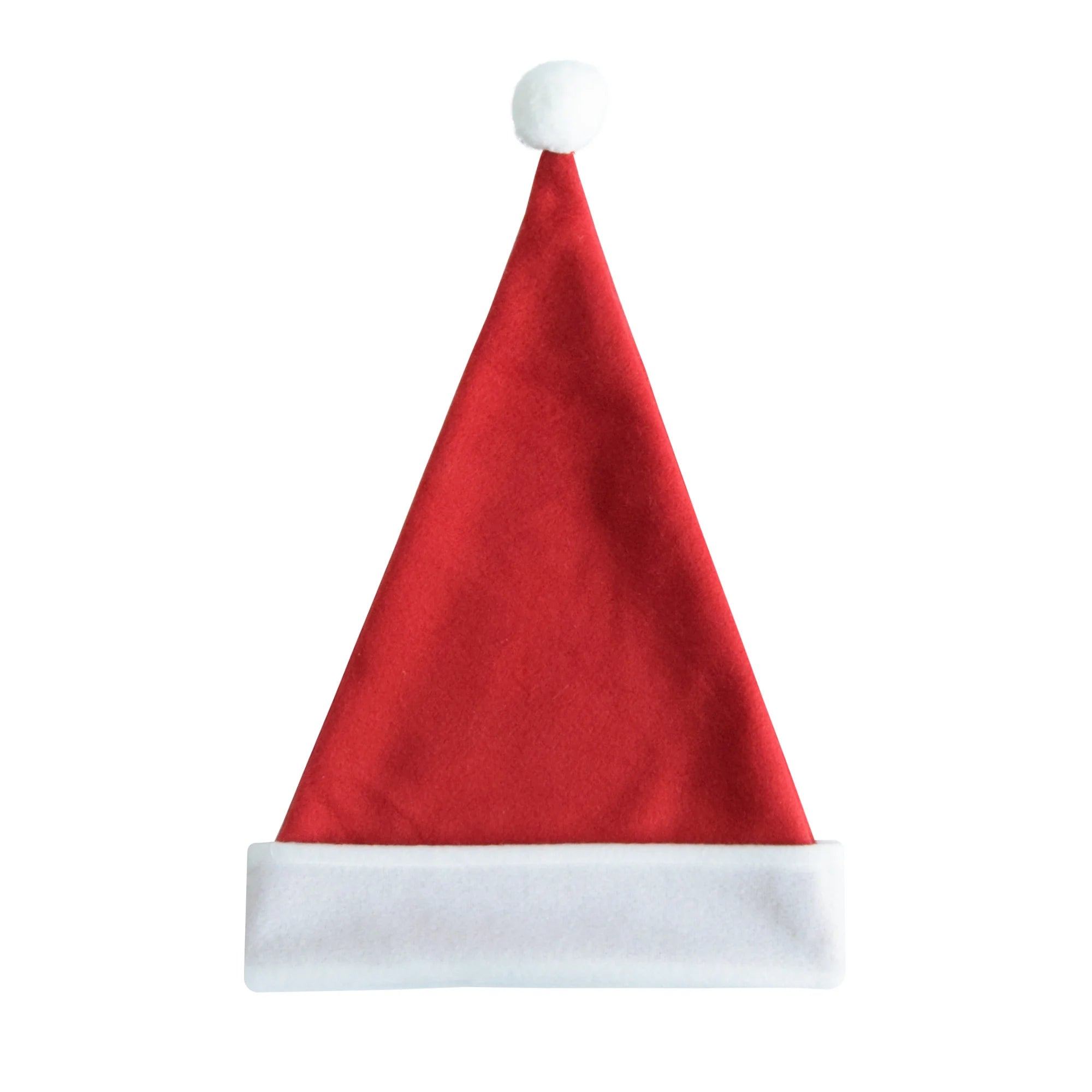 Custom Festive Santa Claus Fleece Hats with White Fur Pom Pom Trim for Christmas Party Decorations
