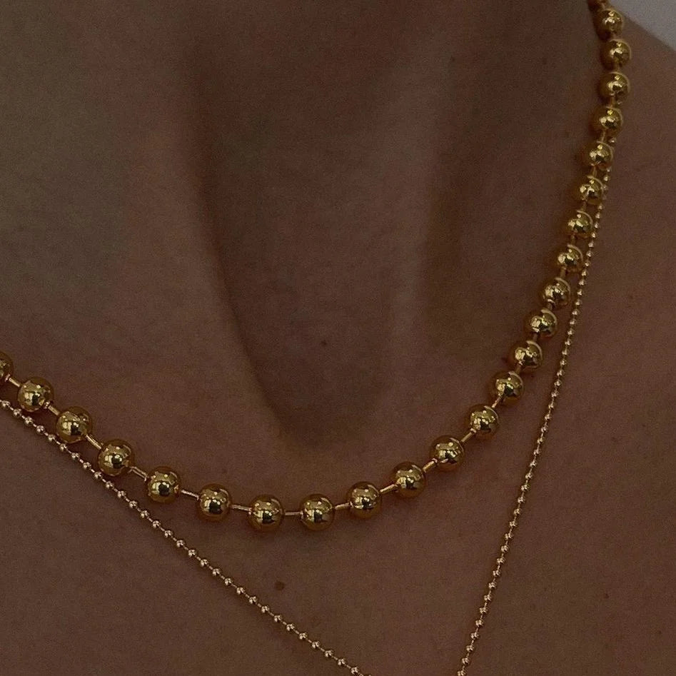 2022 Dazan New Ins 18k Gold Plated Tarnish Free Stainless Steel 5MM Bear Chain Necklace Waterproof Polished Jewelry for Women