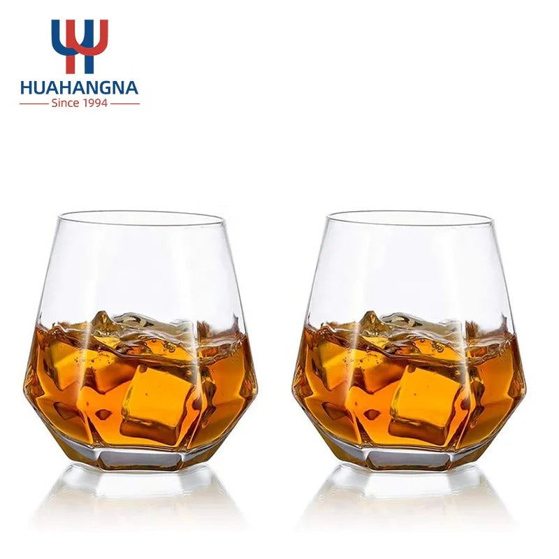 Wholesale 300ml 10oz Old Fashioned Lead Free Crystal Clear Diamond Glass Rock Whiskey Glasses for Rum Scotch