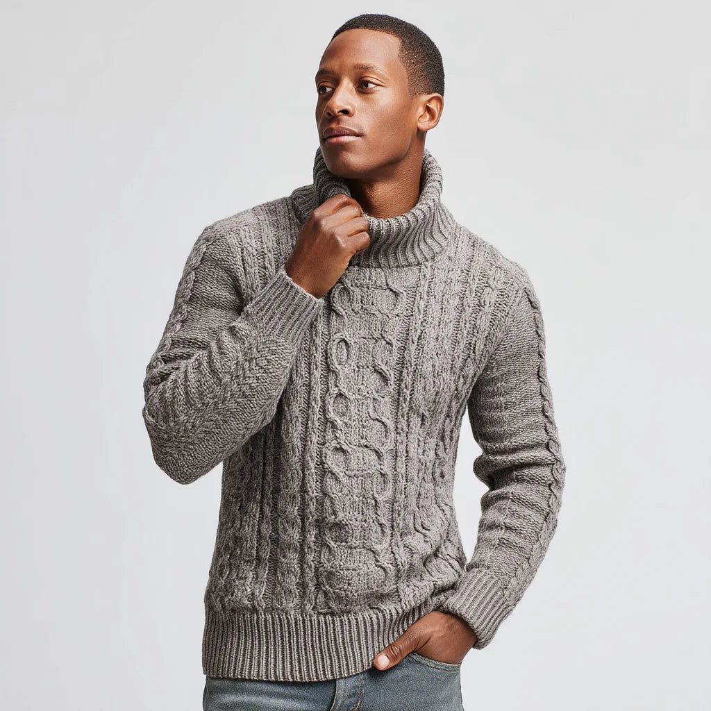 Men's Chunky Cable-Knit Turtleneck Sweater Thick Warm and Stylish Winter Pullover with Anti-Wrinkle and Breathable Features