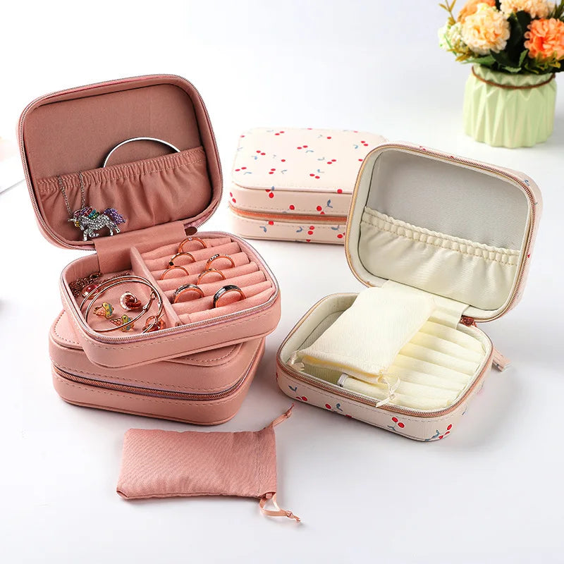 Portable Travel PU Earrings Pendant Rings Jewelry Organizer Storage Case Gift Boxes