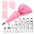 Reusable Stainless Steel Pastry Bags and Tips Set Cake Decorating Supplies Nozzles with Instructions for Baking Baking Tools