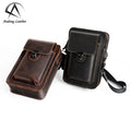 Andong Crazy Horse Leather Men Shoulder Messenger Bag Cowhide Wear Belt Phone Pocket Waist Pack Retro Male Sling Bags