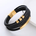 Custom Family Name Men Personalized Stainless Steel Leather Bracelets Blank for Laser Engraving