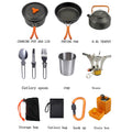 Cooking Pan Fry Pan Kettle Teapot Fork Spoon Water Cup Stainless Steel 10 in 1 Camping Picnic Stove Kit