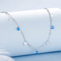 925 Sterling Silver Rhodium Plated Station Necklace with Simulated Diamond Star CZ Link Chain Choker for Women
