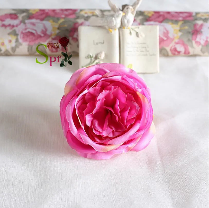 SPR 100PCS/LOT Packing Artificial Wedding Occasion Silk Fabric Rose DIY Single Flowers Heads Flower Wall Backdrop Arrangement