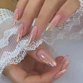 High Quality Glazed Donut Handmade Press on Nails 24pcs False Nail French Tips Long Almond Artificial Nails Design