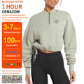 Bulk Cotton Fleece Custom Logo Ladies Luxury Half Zipper Crop Top Sport Oversized  Women Hoodies Sweatshirts for Ladies