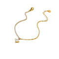 N&S Vintage 18K Gold Stainless Steel Tennis Chain Bracelet with Geometric Zircon Pendant Trendy Star-shaped Design for Gift